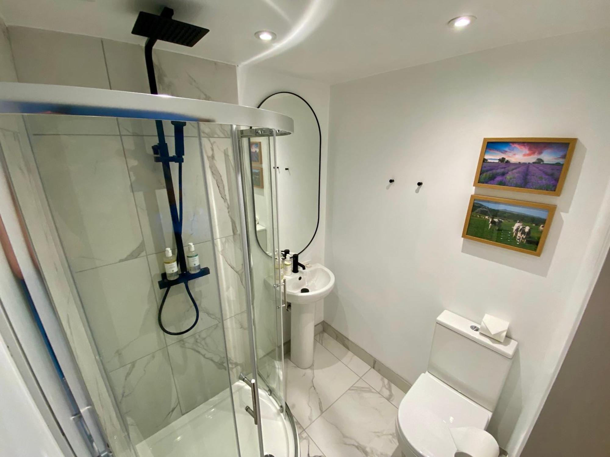 The Lion At West Pennard Hotel Eksteriør billede A shower room in a hotel